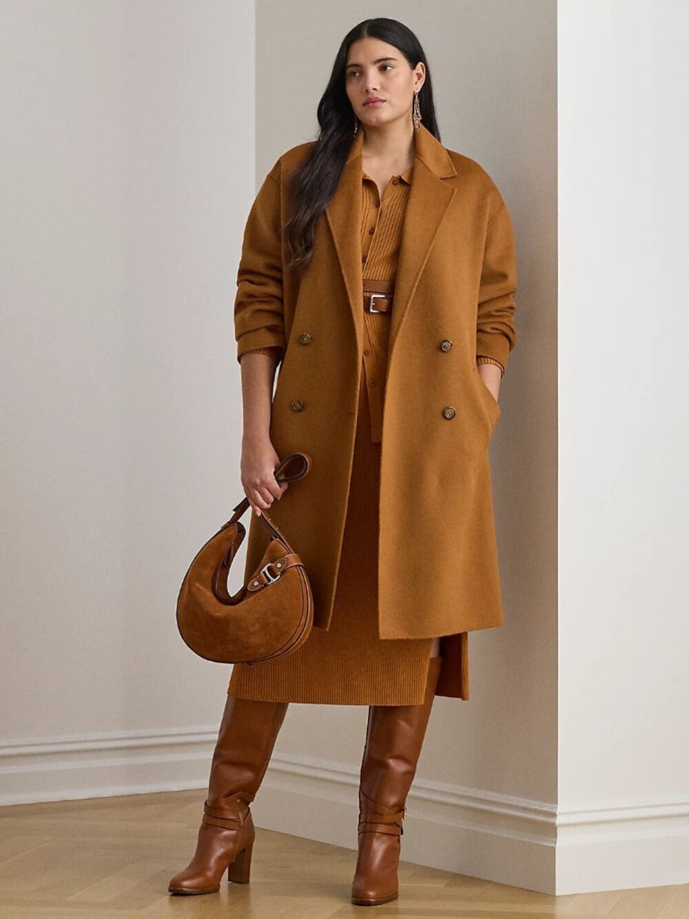 Lauren Ralph Lauren Plus Size Double-Breasted Cocoon Wool Coat